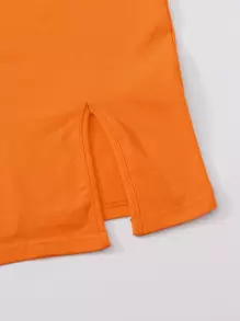 SHEIN EZwear Đầm Chia màu trơn Giải trí - trái cam - Xem 5