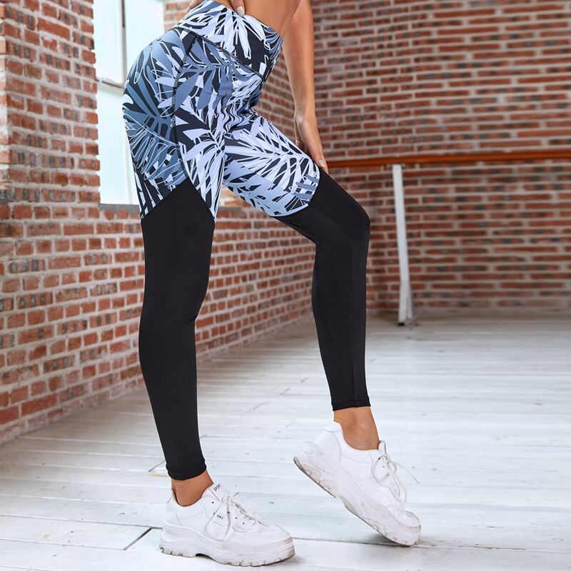 

Contrast Tropical Sports Leggings, Multicolor