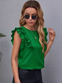 SHEIN Clasi Top unicolor de sisa fruncido