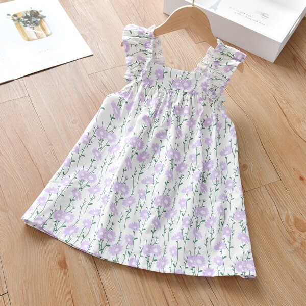 

Toddler Girls Floral Ruffle Trim A-line Dress, Multicolor