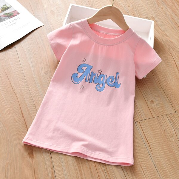 

Toddler Girls Letter Graphic Tee Dress, Pink