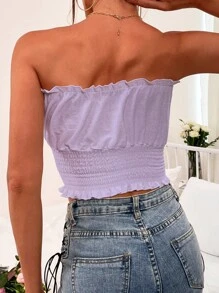 Top tubo con fruncido con cordón delantero - Lila Púrpura - Ver 2