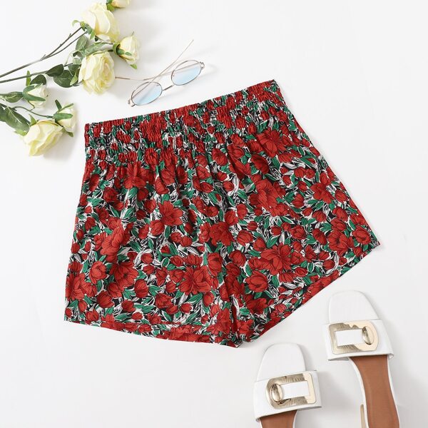 

Shirred Waist Floral Shorts, Multicolor