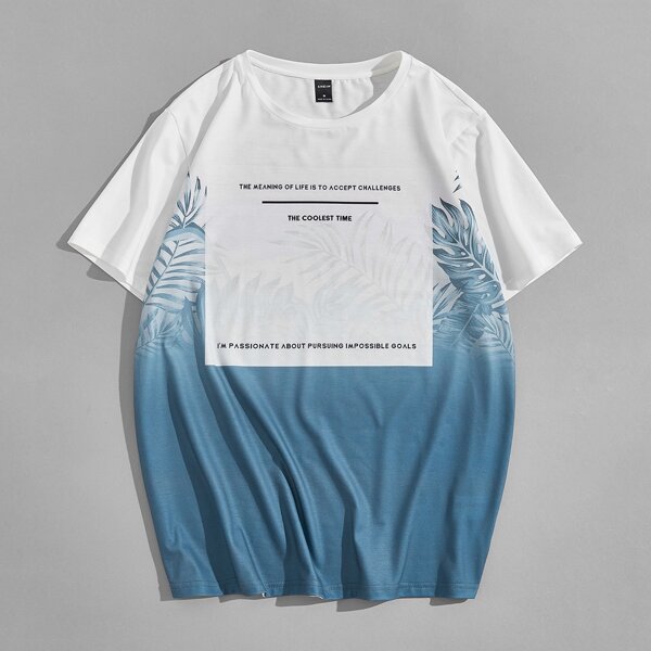 

Men Slogan Graphic Colorblock Tee, White
