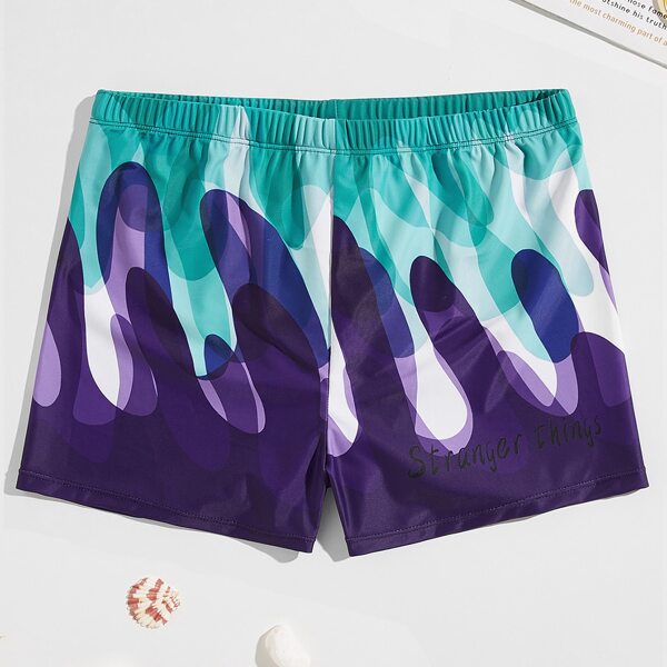 

Men Color Block Drawstring Inside Swim Shorts, Multicolor