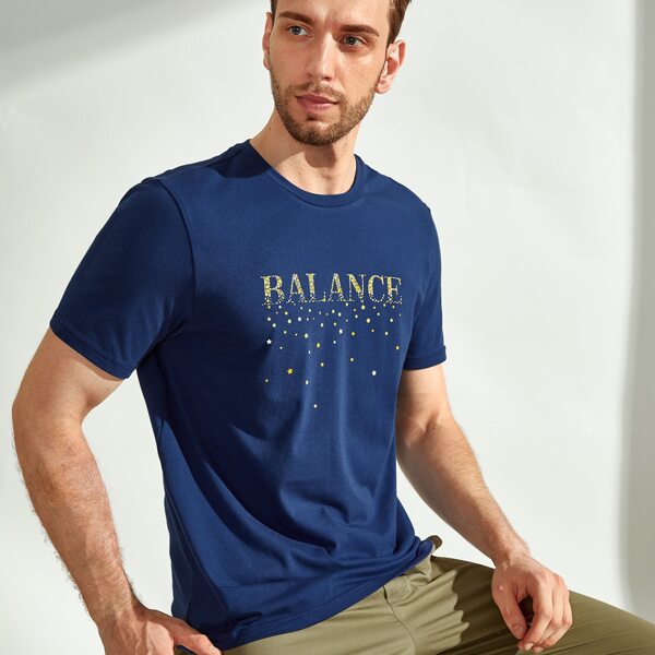 

Men Letter Graphic Tee, Navy blue