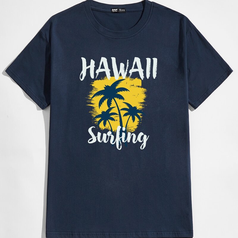 

Guys Letter Tropical Graphic Tee, Navy blue