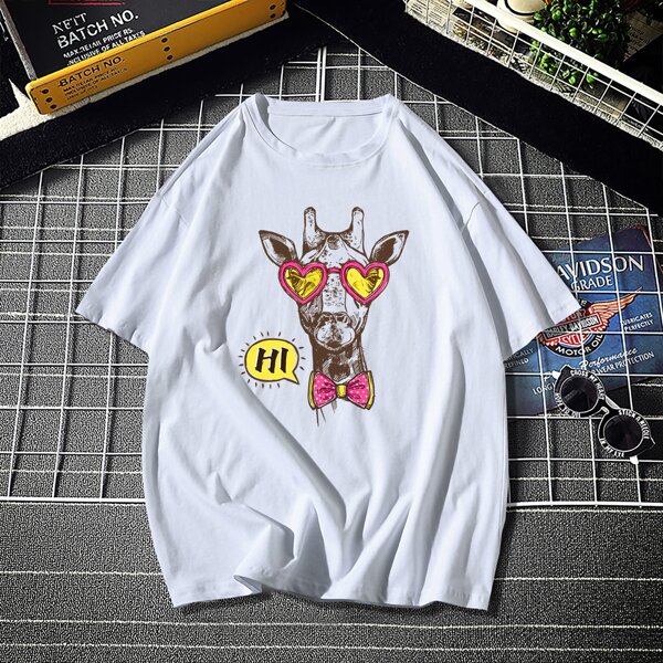 

Men Cartoon & Letter Print Tee, White