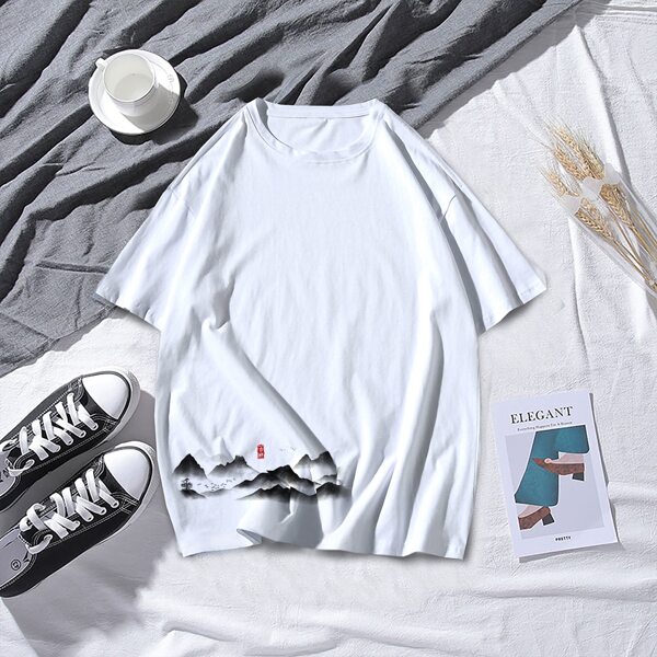 

Men Mountain Print Tee, White