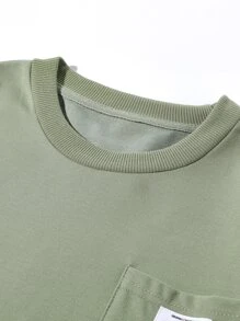 Manfinity Hypemode Men Pocket Letter Patched Combo Tee - Army Green - View 5