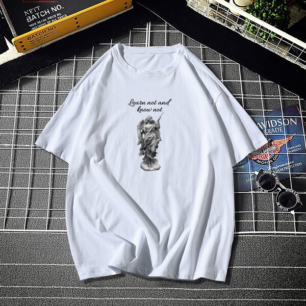 

Men Statue And Slogan Graphic Tee, White