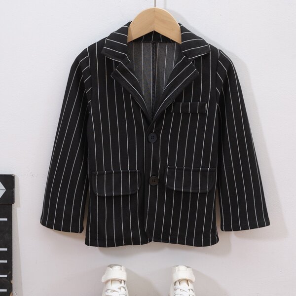 

Toddler Boys Lapel Collar Coat, Black