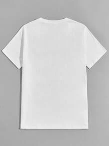 Manfinity VCAY Hombres Camiseta algodón con estampado de letra - Blanco - Ver 2