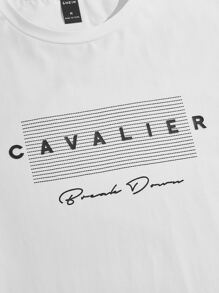 Manfinity VCAY Hombres Camiseta algodón con estampado de letra - Blanco - Ver 3