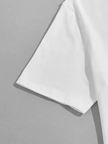 Manfinity VCAY Hombres Camiseta algodón con estampado de letra - Blanco - Ver 4