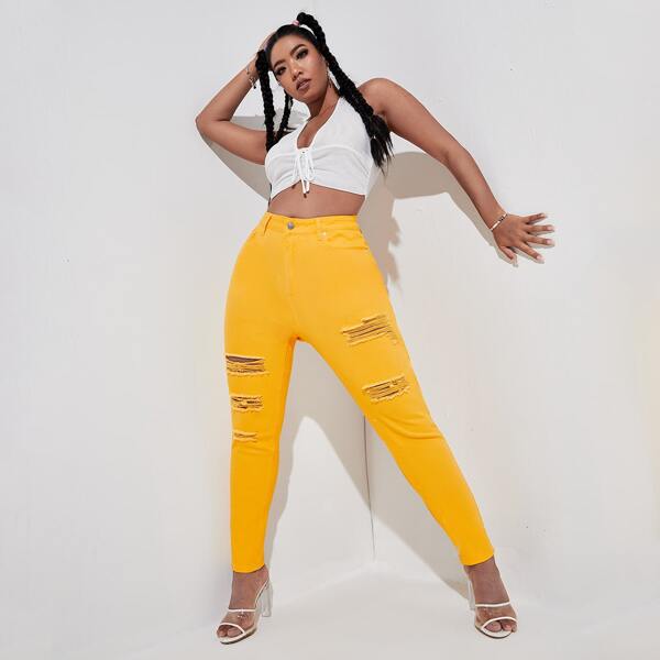 

Plus Ripped Skinny Jeans, Yellow