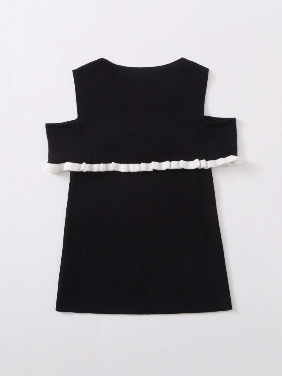 Girls Ruffle Trim Cold Shoulder Knit Top Autumn Fall