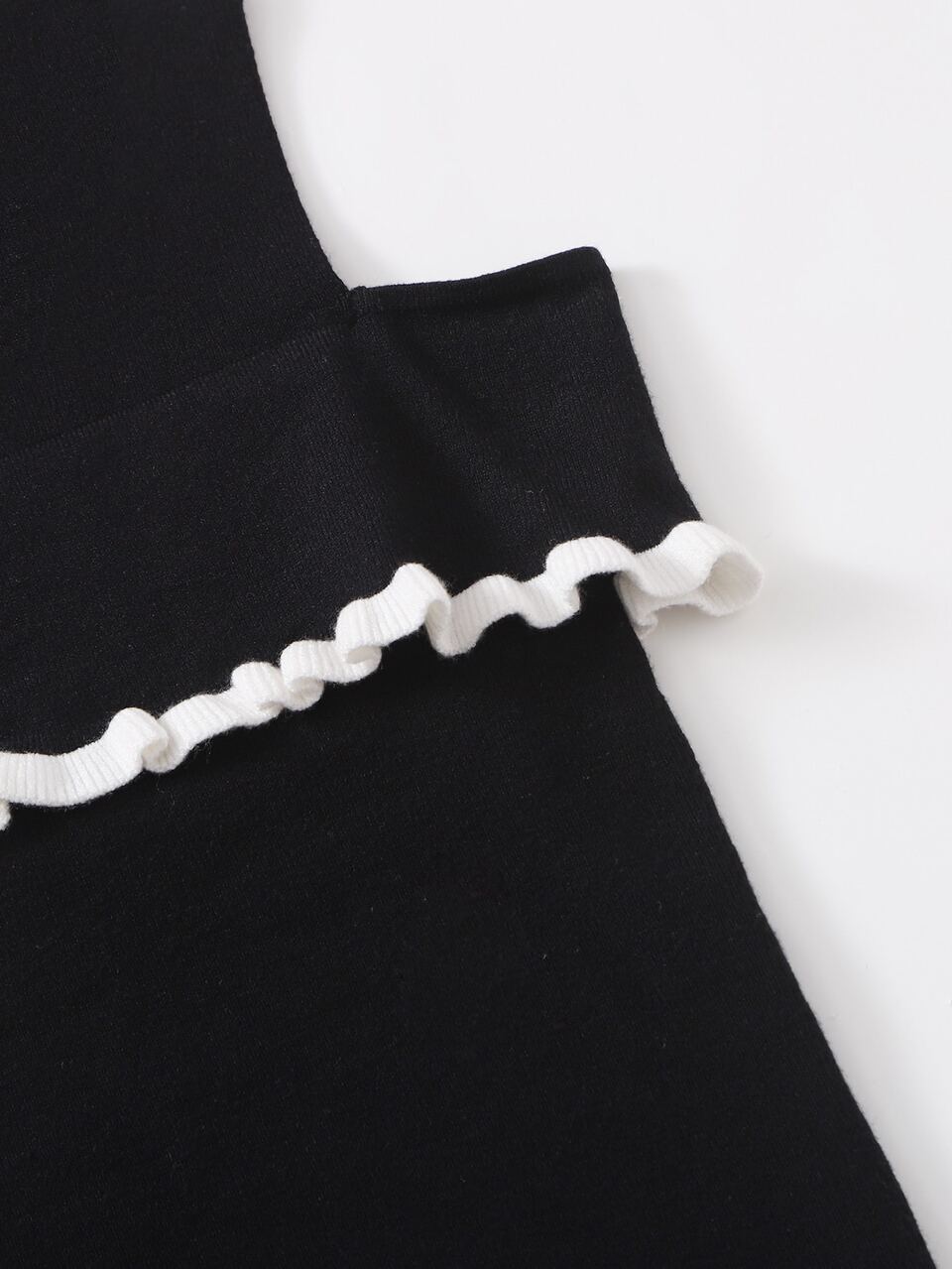 Girls Ruffle Trim Cold Shoulder Knit Top Autumn Fall