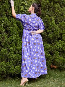 SHEIN Đầm Plus Size Hoa Thanh lịch - Màu tím - Xem 4