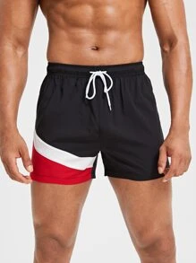 Gym Rark Pantalones cortos deportivos de hombre con bloqueo de color y cintura con cordón, pantalones cortos negros - Negro - Ver 1