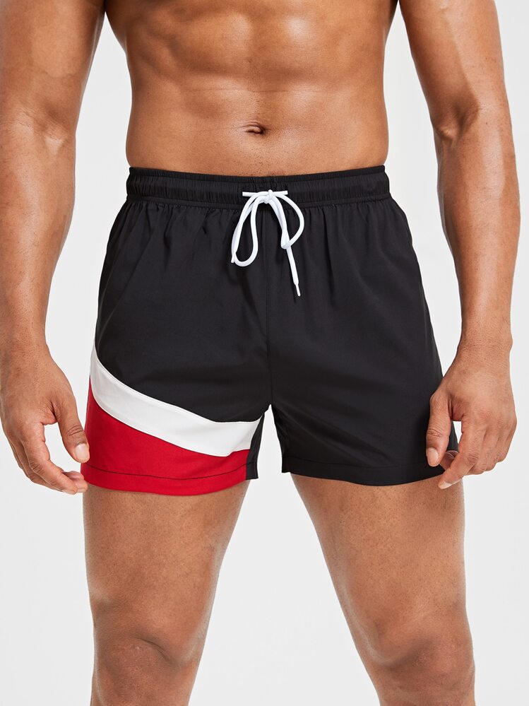 Gym Rark 男士撞色抽绳腰运动短裤黑色运动短裤 - 黑色 - 查看 1