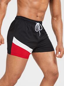 Gym Rark Pantalones cortos deportivos de hombre con bloqueo de color y cintura con cordón, pantalones cortos negros - Negro - Ver 3