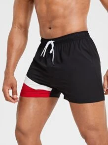 Gym Rark Pantalones cortos deportivos de hombre con bloqueo de color y cintura con cordón, pantalones cortos negros - Negro - Ver 4