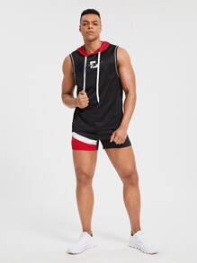 Gym Rark Pantalones cortos deportivos de hombre con bloqueo de color y cintura con cordón, pantalones cortos negros - Negro - Ver 5