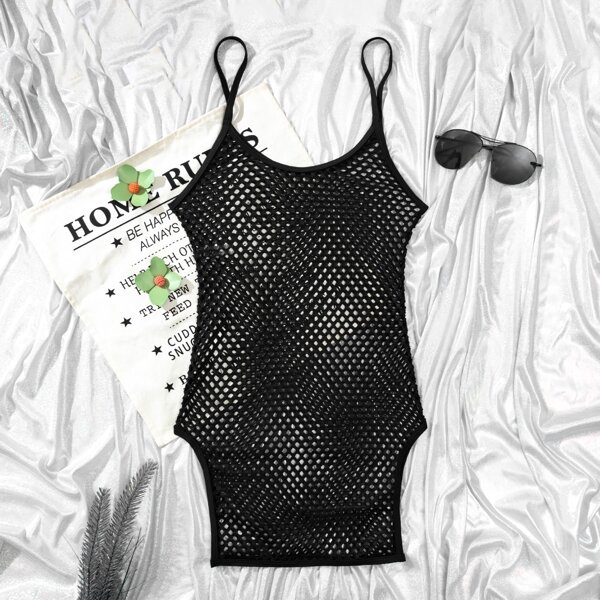 

Hollow Out Split Hem Cover Up, Black