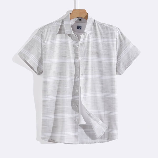 

Men 1pc Striped Print Shirt, Multicolor