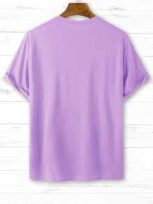 Manfinity Men Slogan Graphic Short Sleeve Tee - Lilac Purple - View 2