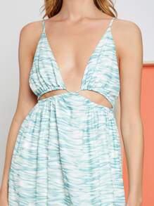 SHEIN Ruffle Hem Backless Cami Dress - Green - View 5