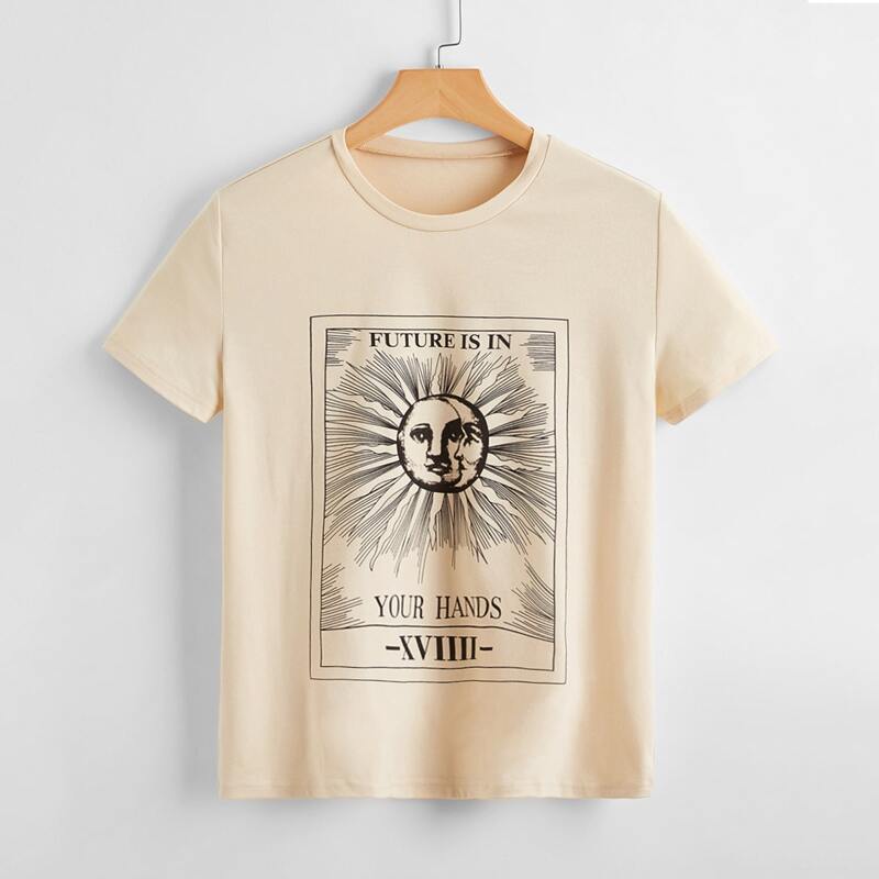 

Letter Sun & Moon Graphic Tee, Apricot