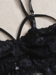 Seusyu 蕾絲吊帶短上衣上衣和短褲 - 彩色 - 查看 5