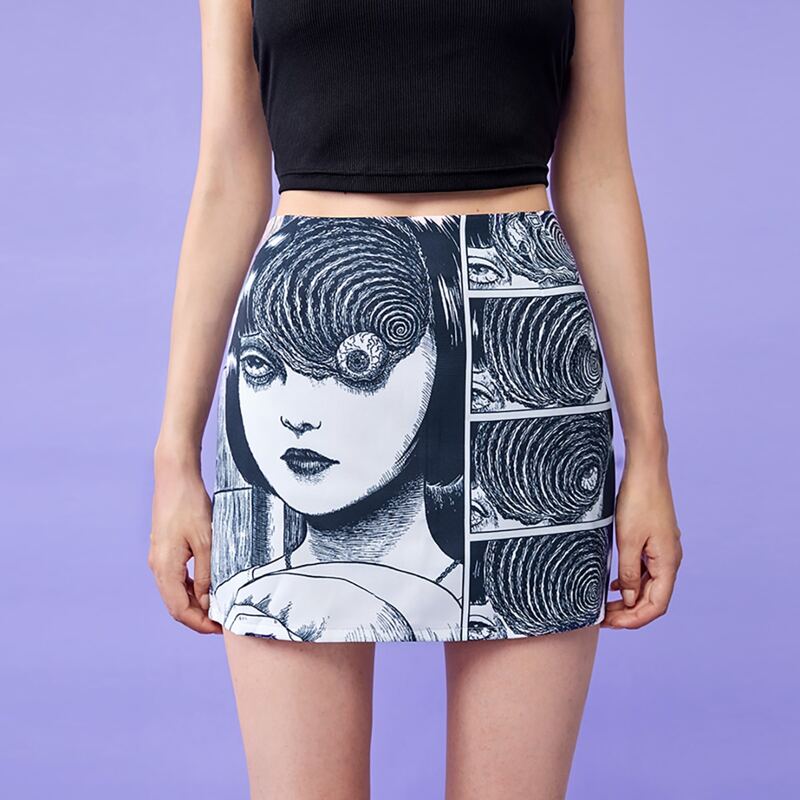 

Cartoon Figure Graphic Skirt, Multicolor