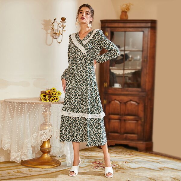 

Ditsy Floral Eyelet Embroidered A-line Dress, Multicolor