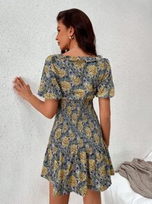 SHEIN Unity Vestido floral con fruncido bajo con fruncido - Multicolor - Ver 2
