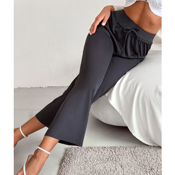 

Tie Front Wide Leg Pants, Black