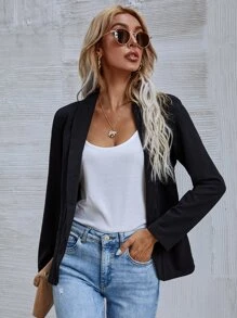 SHEIN Unity 翻領雙口袋西裝外套