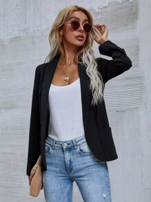 SHEIN Unity 翻領雙口袋西裝外套