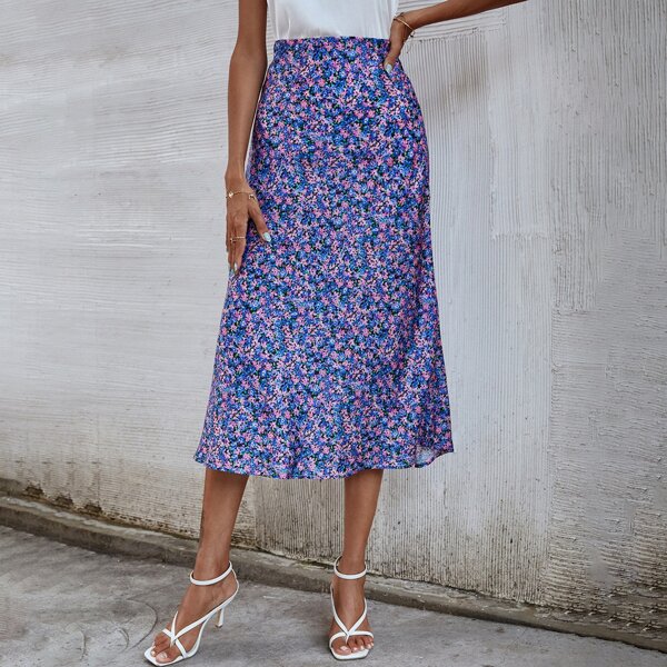 

Ditsy Floral A-line Skirt Without Belt, Multicolor