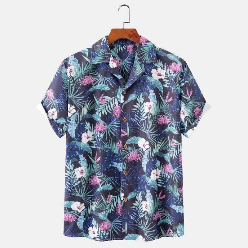 

Guys Tropical Print Button Up Shirt, Multicolor