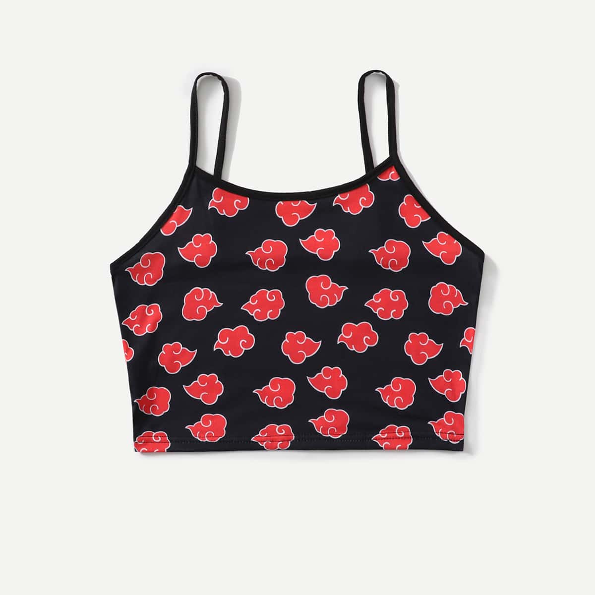 

All Over Print Crop Cami, Black