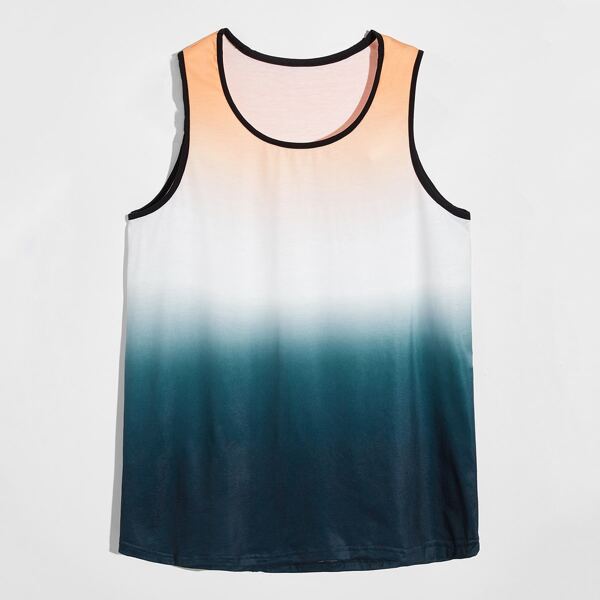 

Men Contrast Binding Ombre Tank Top, Multicolor