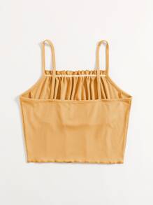 SHEIN Qutie 小褶邊前接縫吊帶上衣 - 橘色 - 查看 2