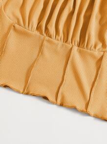 SHEIN Qutie 小褶邊前接縫吊帶上衣 - 橘色 - 查看 5