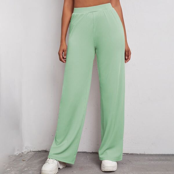 

Wide Leg Solid Pants, Mint green
