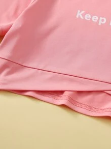 SHEIN Conjuntos para niñas Frase Casual - Rosa coral - Ver 3