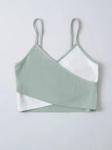 SHEIN Unity Two Tone Crossover Front Cami Top - Mint Green - View 3