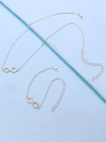 Girls Infinity Decor Necklace & Bracelet - Silver - View 2